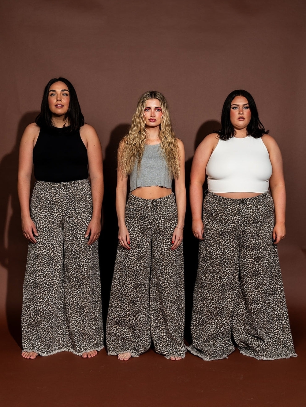 Dressed In LALA Effortlessly Cool Wide Leg Denim in Worn-In Leopard S (NWT) - Picture 3 of 3